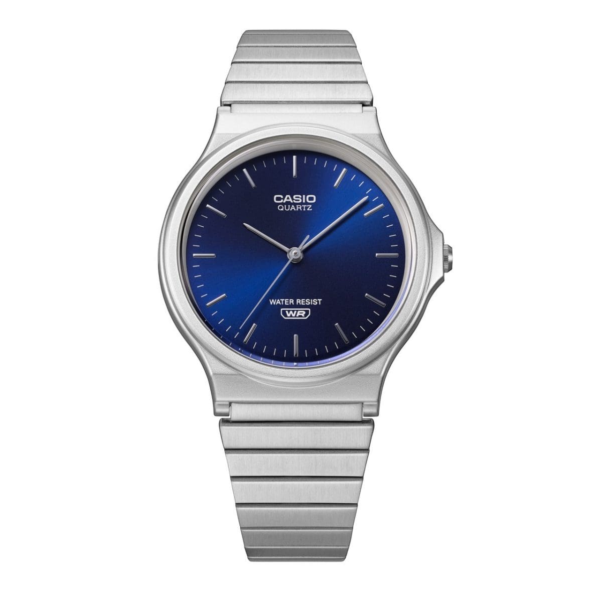 MQ-24DA-2A หน้าปัด Sunray แบบเมทัลลิกที่มีดีไซน์สามเข็มและสายโลหะ