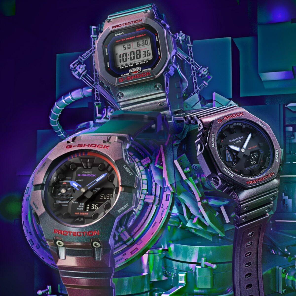 自左起：GA-B001AH-6A、DW-B5600AH-6、GA-2100AH-6A #5