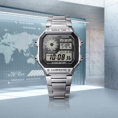 AE1200WHD-1A | Stainless Steel Band World Time Watch | CASIO