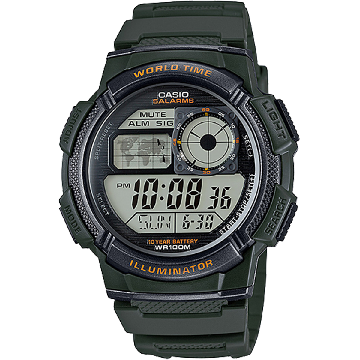 AE1000W 3AV Illuminator Full Black Digital Watch CASIO