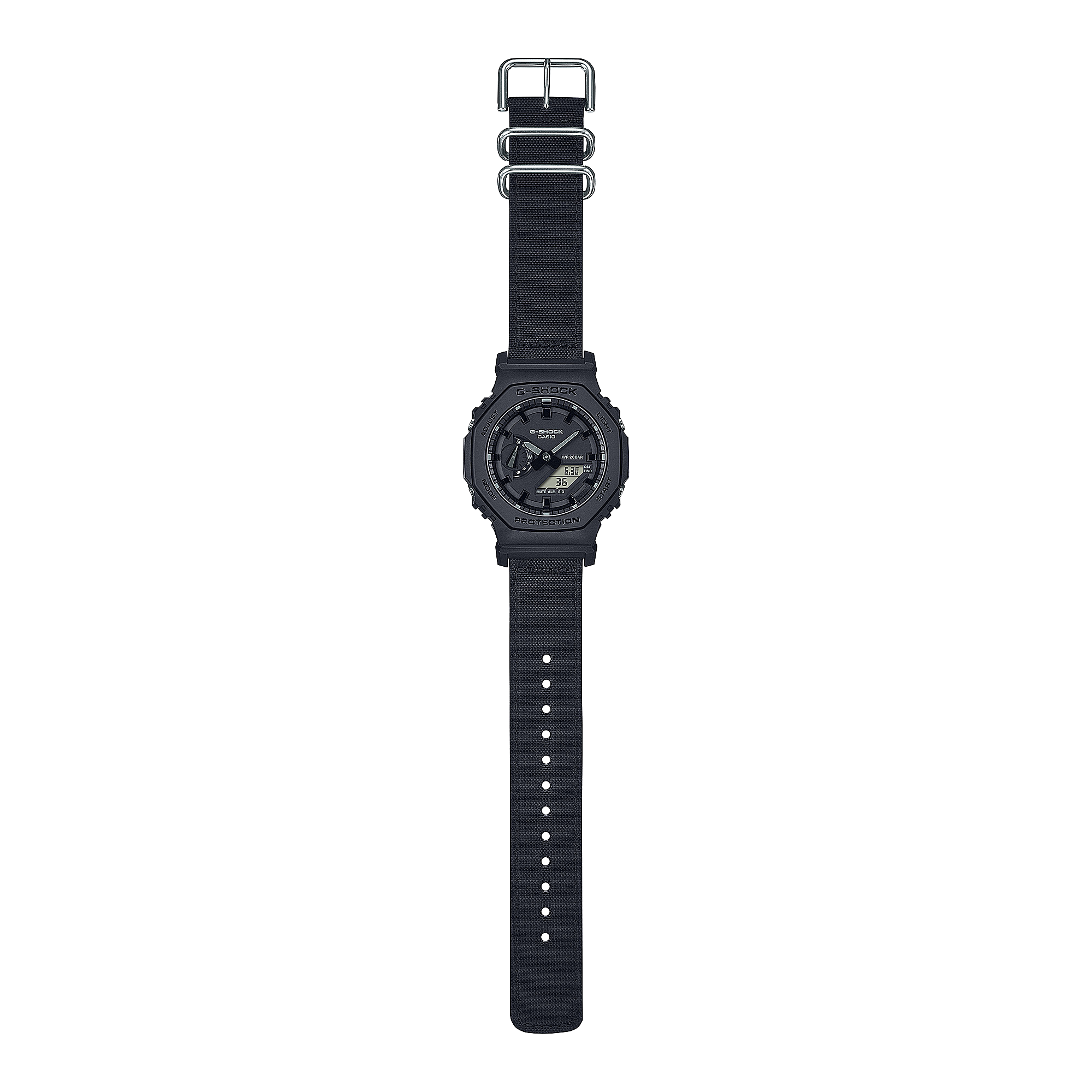 GA2100BCE-1A | All Black G-SHOCK Watch with Nylon Wrist Band