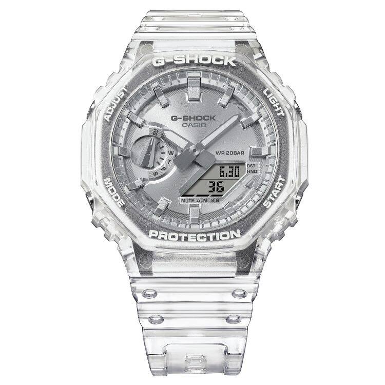 Orologio digitale uomo Casio G-Shock Transparent fondo azzurro GA-2100BM-7A2ER cassa e cinturino resina