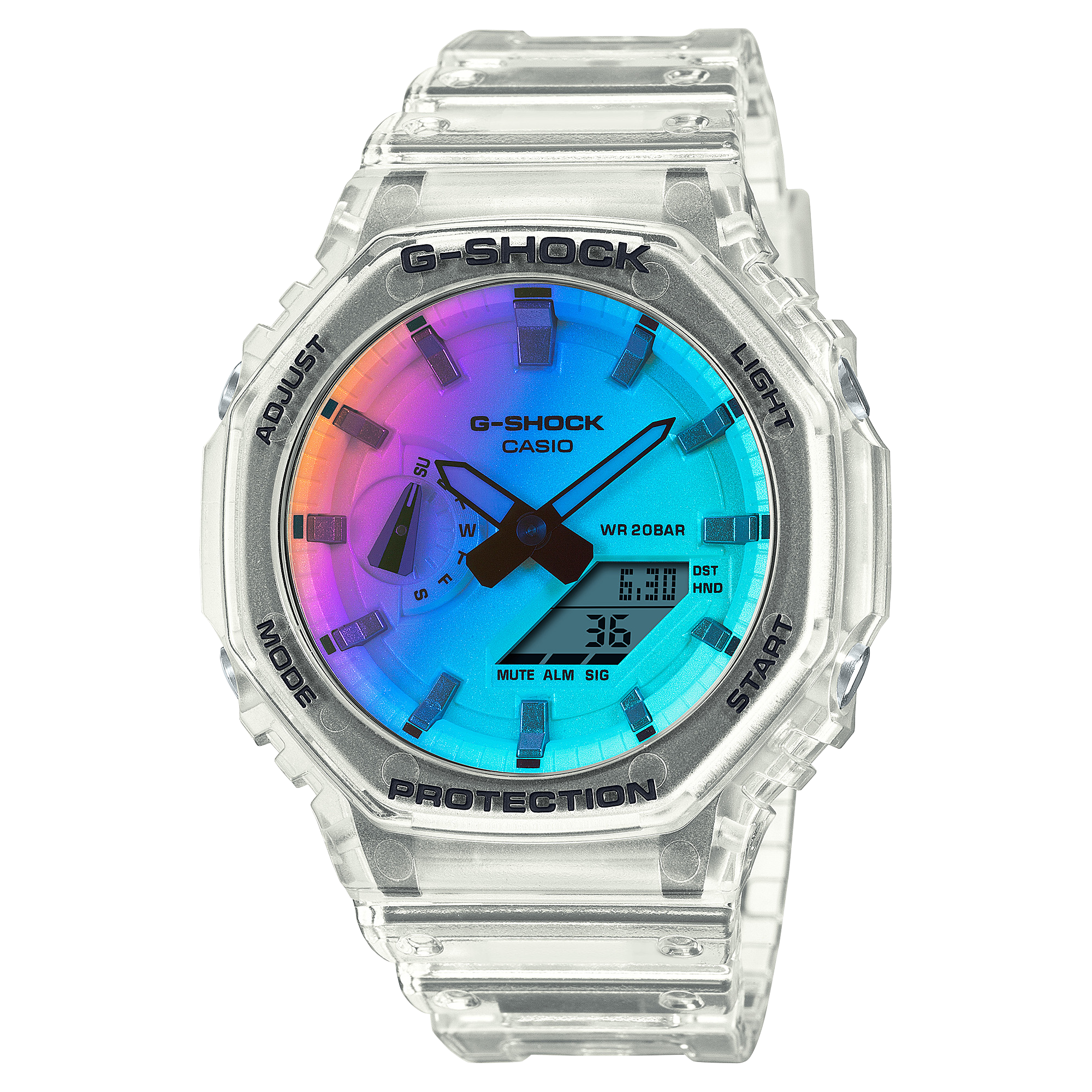 G-Shock GA-2100 — Semi-transparent Blanc · GA-2100SRS-7A
