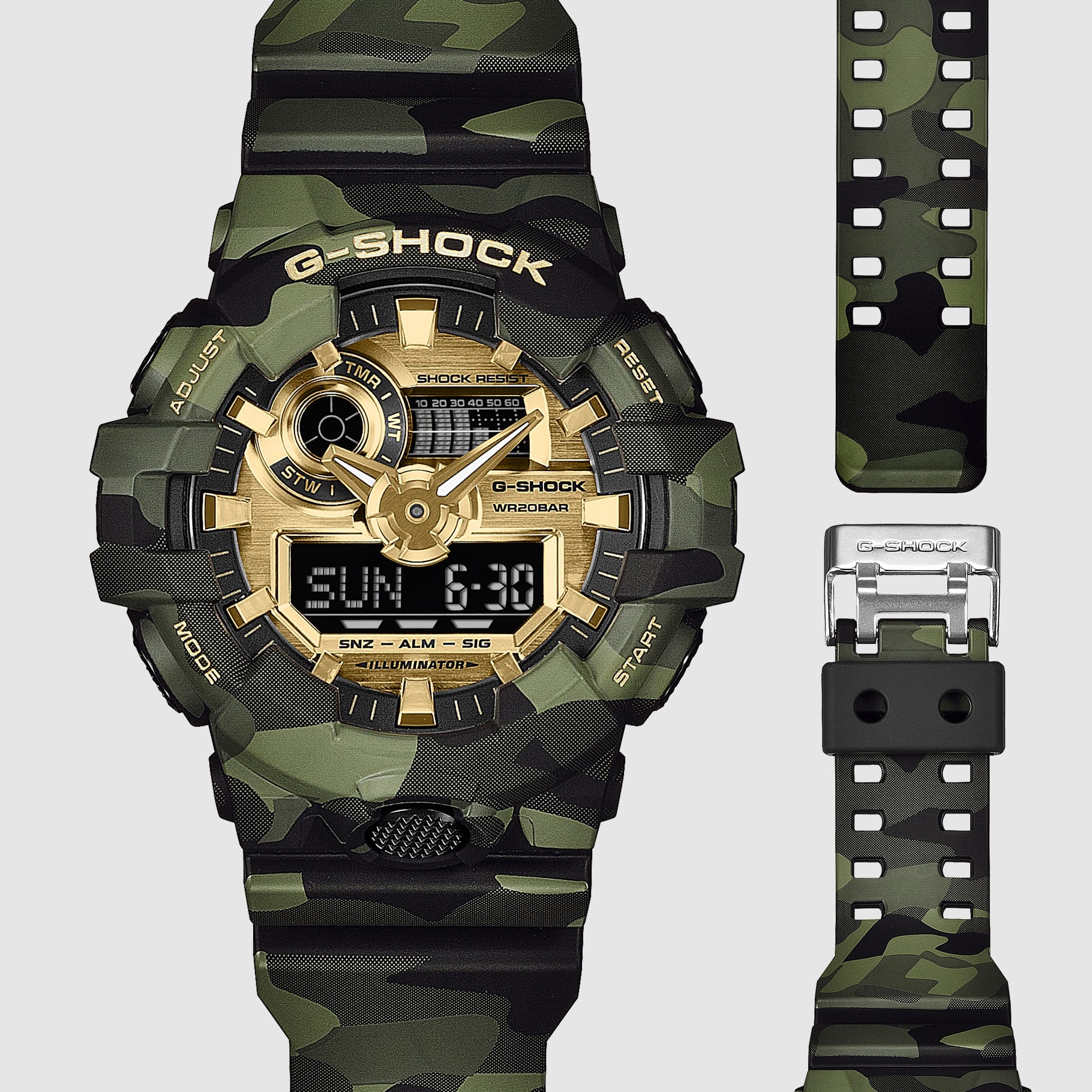 CASIO G-SHOCK GA-700CM-3A 迷彩 美品 ケース付 GA700CMG-3A | G-SHOCK ANALOG-DIGITAL Green | CASIO