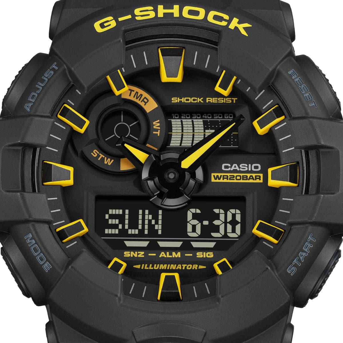 Casio G-Shock GA700CY-1A Orologio Uomo - Analogico-Digitale, Nero E Giallo Fluorescente, Robusto E Versatile, Ideale Per Casual E Lavoro