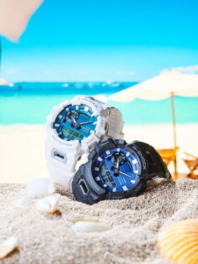 From left: White G-SHOCK GBA900CB-7A, Black G-SHOCK GBA900CB-1A sport watches with step counter