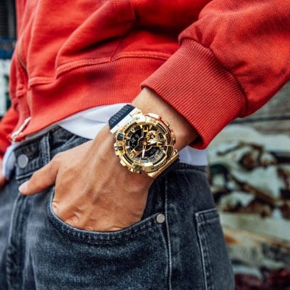 G-SHOCK Gold Analog Digital GM-110G-1A9 Watch with Resin Band on wrist denoting style