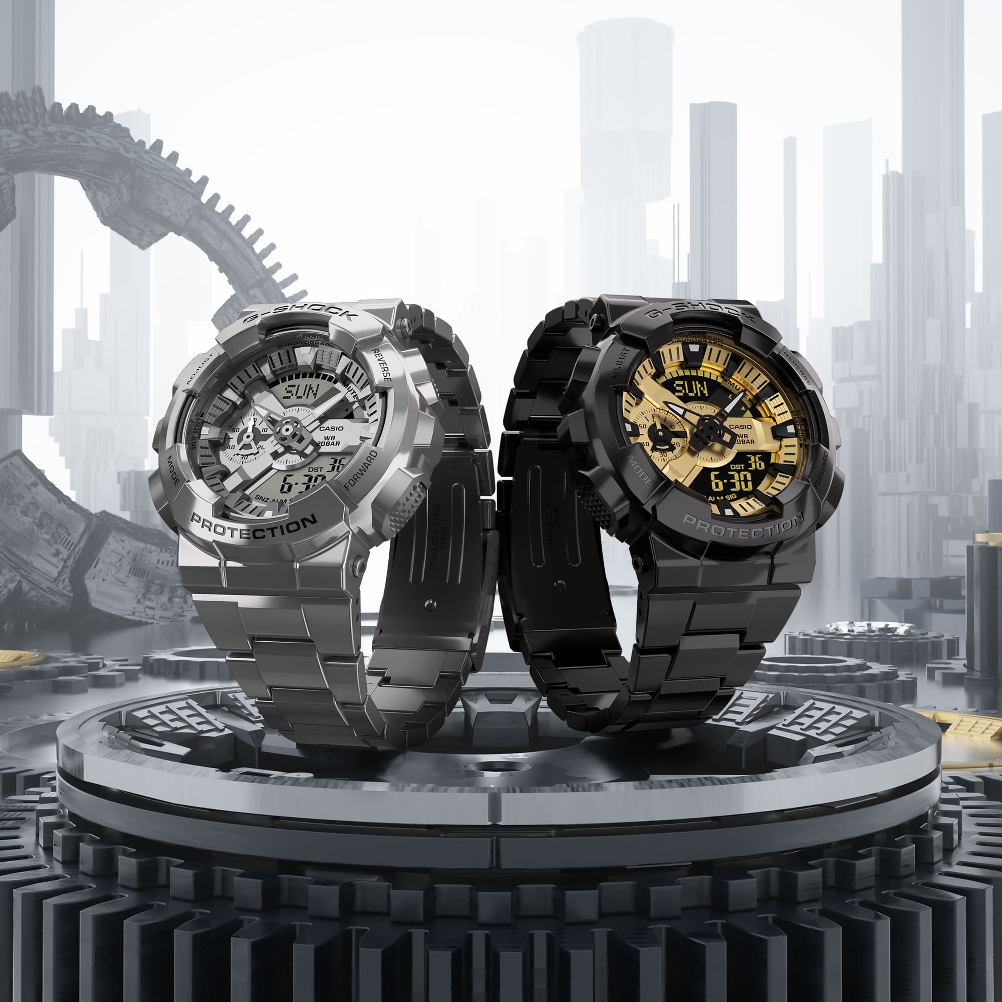 時計 CASIO G-SHOCK GM-110B GM110BD-1A9 | Black and Gold Watch: G-SHOCK G-STEEL GM110BD-1A9