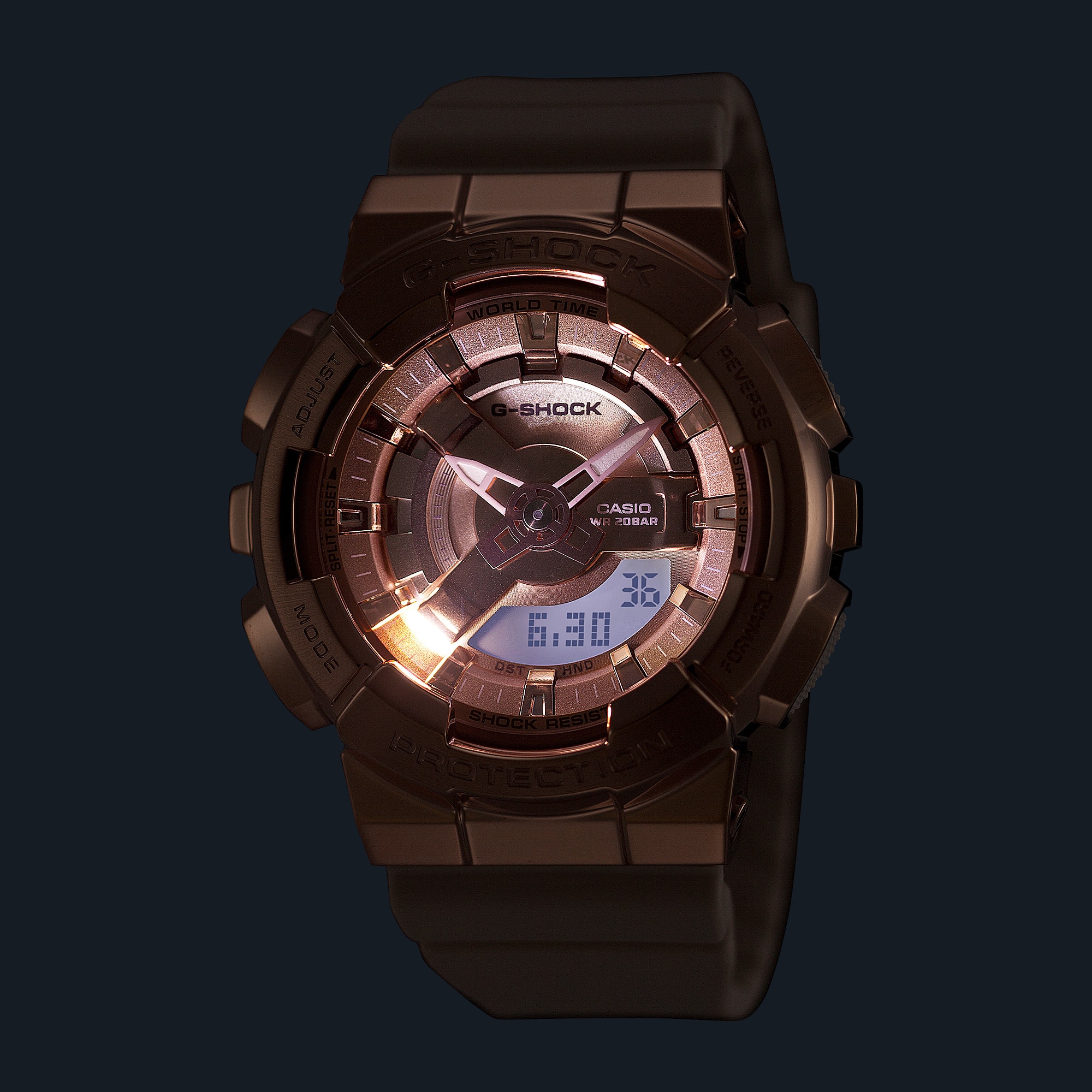GMS110PG-4A | G-SHOCK ANALOG-DIGITAL Pink gold | CASIO
