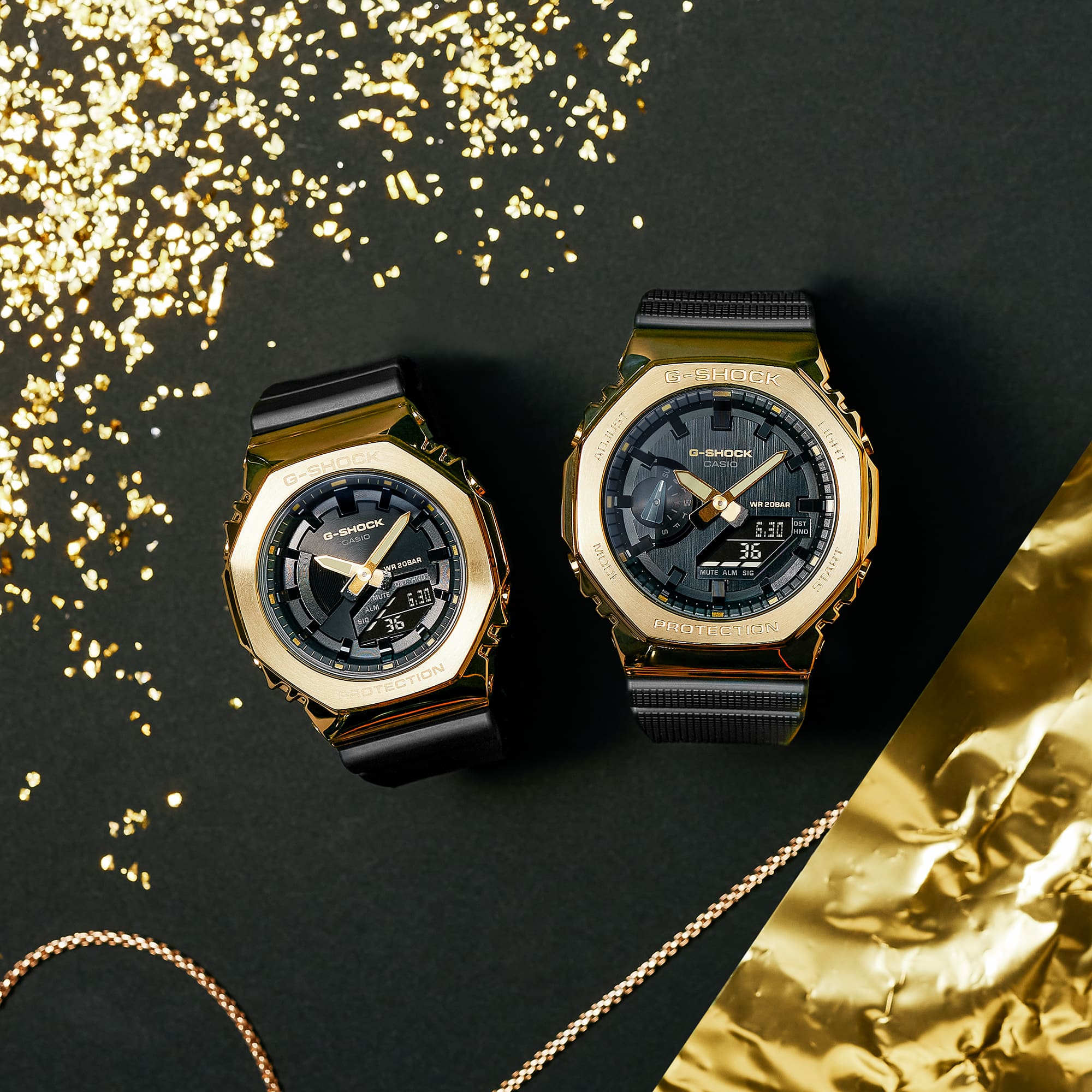 GM2100G-1A9 | Gold Analog-digital Women's Fashionable Metal Watch