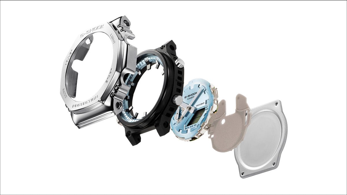 Casio G-Shock GM2110D-2A, Orologio Uomo Con Cassa Ottagonale In Acciaio, Quadrante Azzurro, Bracciale Metallo
