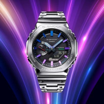 GM-B2100PC-1A with Blue and Purple Light Effects in the Background