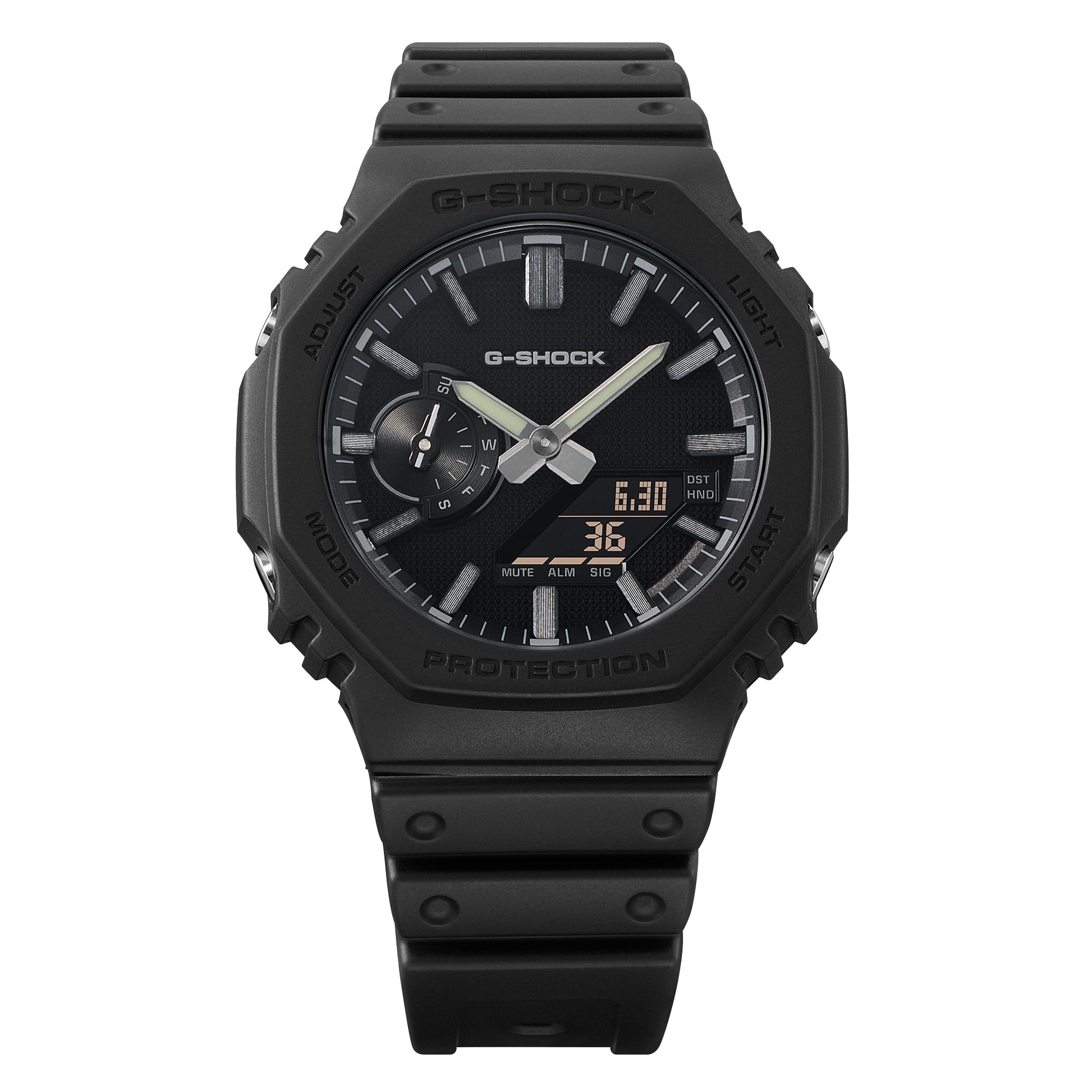 GA-2100LXB-1A Mặt số với lớp hoàn thiện màu đen mờ sâu