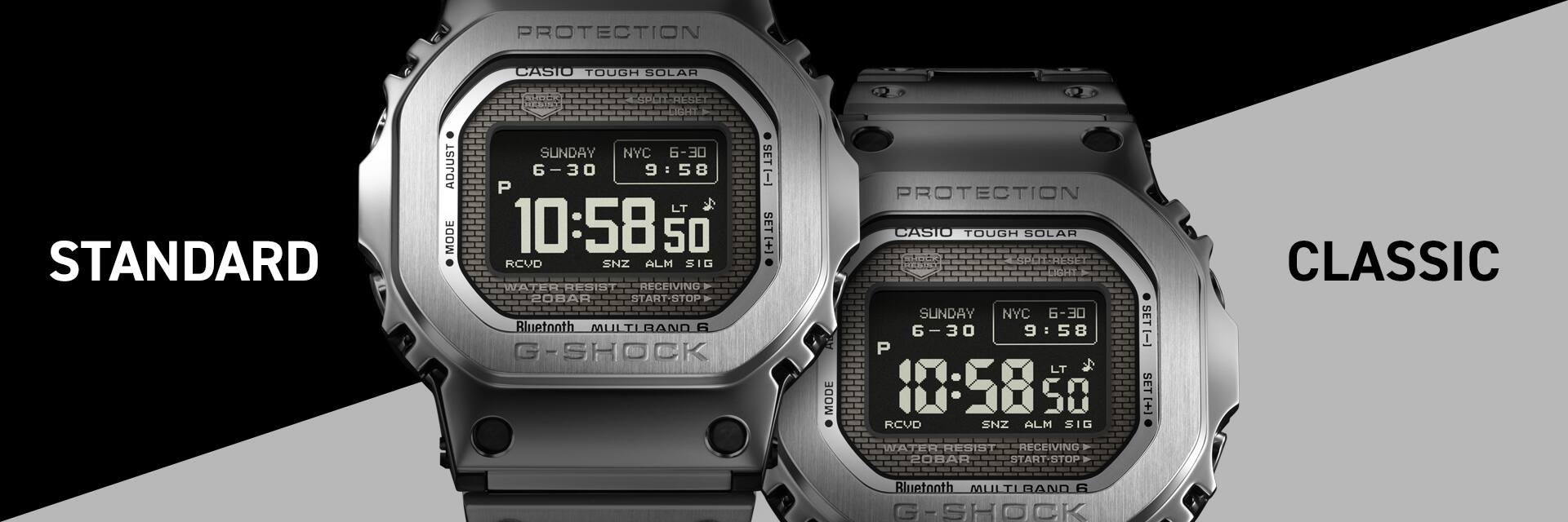 صور خطَّي شاشة LCD المزودة بتقنية الذاكرة بالبكسل (MIP) (القياسي/الكلاسيكي) المستخدمَين في ساعة GMW-BZ5000