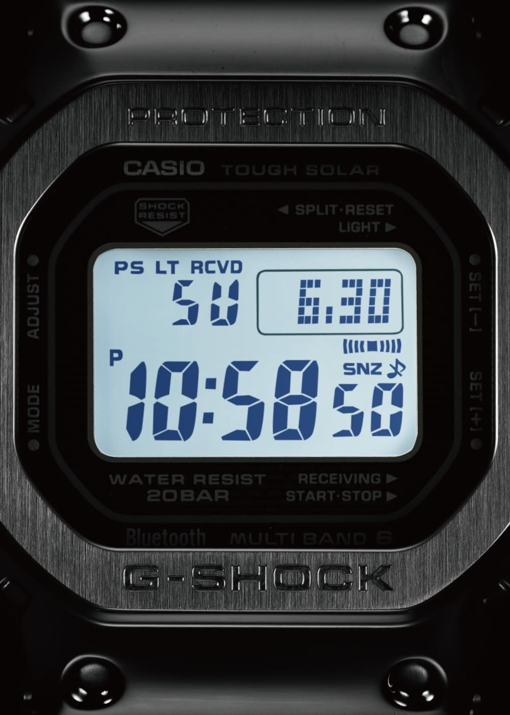 Das hell erleuchtete, sehr gut lesbare Display der Digitaluhr