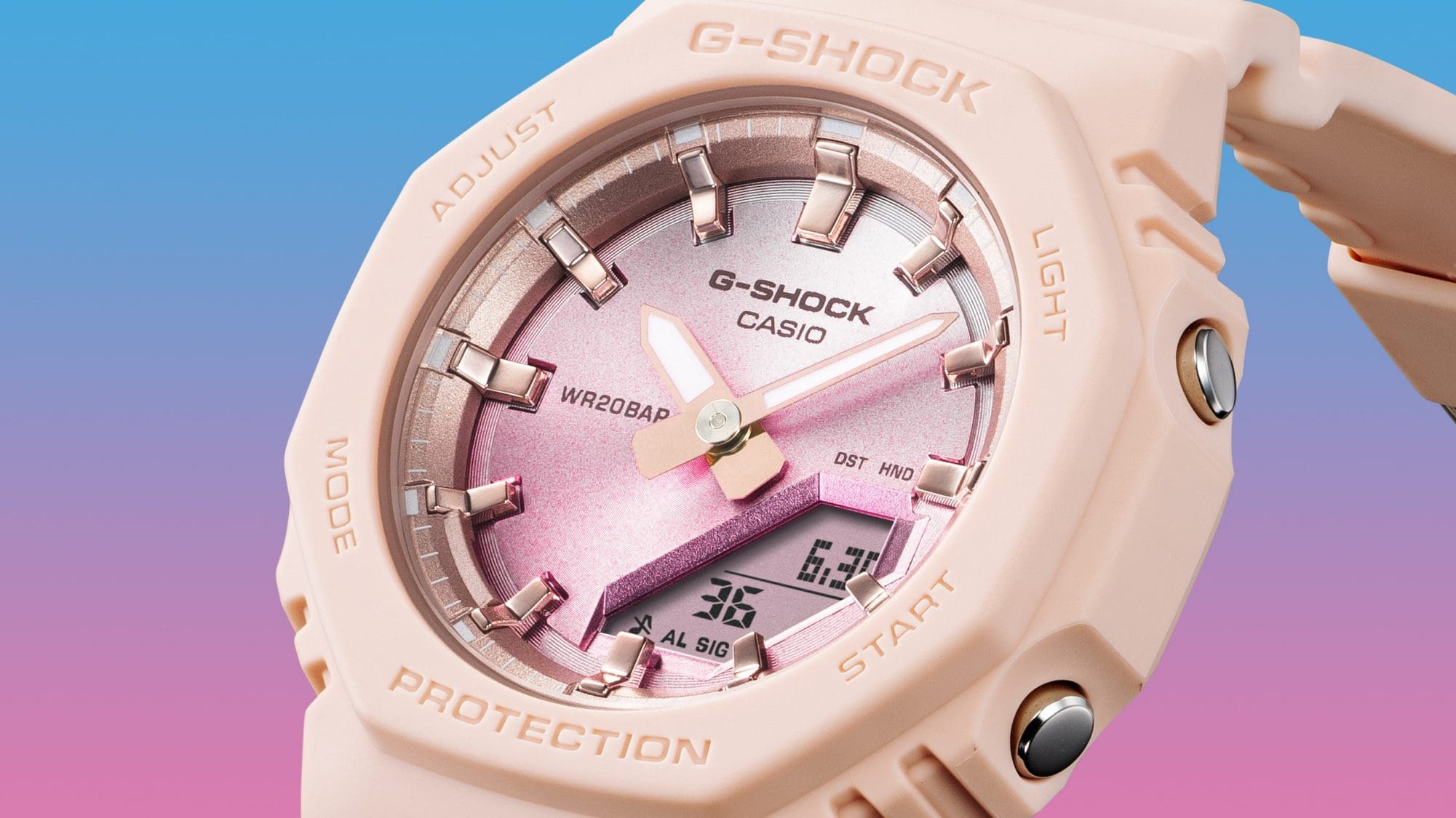 Die rosafarbene Casio G-Shock GMA-P2100SG-4A Damenuhr 