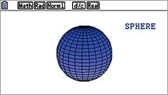 Grafische Abbildung einer blauen Kugel im Display des fx-CG50 Rechners von CASIO.