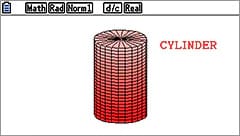 Grafische Abbildung eines roten Zylinders im Display des fx-CG50 Rechners von CASIO.