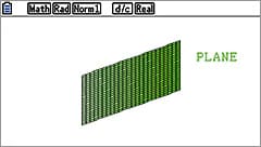 Grafische Abbildung einer grünen, schrägen Ebene im Display des fx-CG50 Rechners von CASIO.