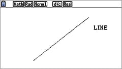 Grafische Abbildung einer schwarzen, schrägen Linie im Display des fx-CG50 Rechners von CASIO.