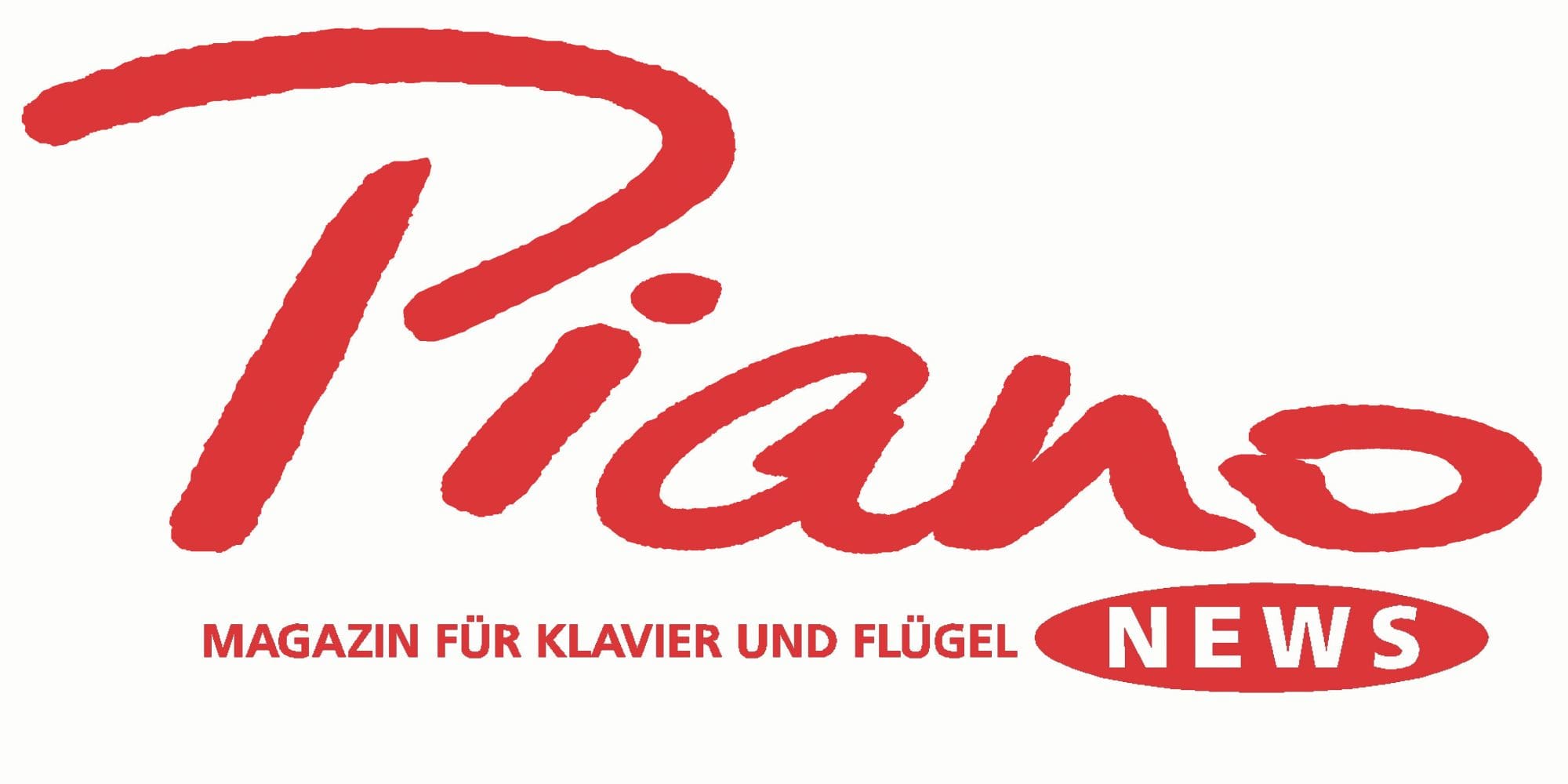 Rote Schrift auf weißem Grund: „Piano – Magazin für Klavier und Flügel – News“
