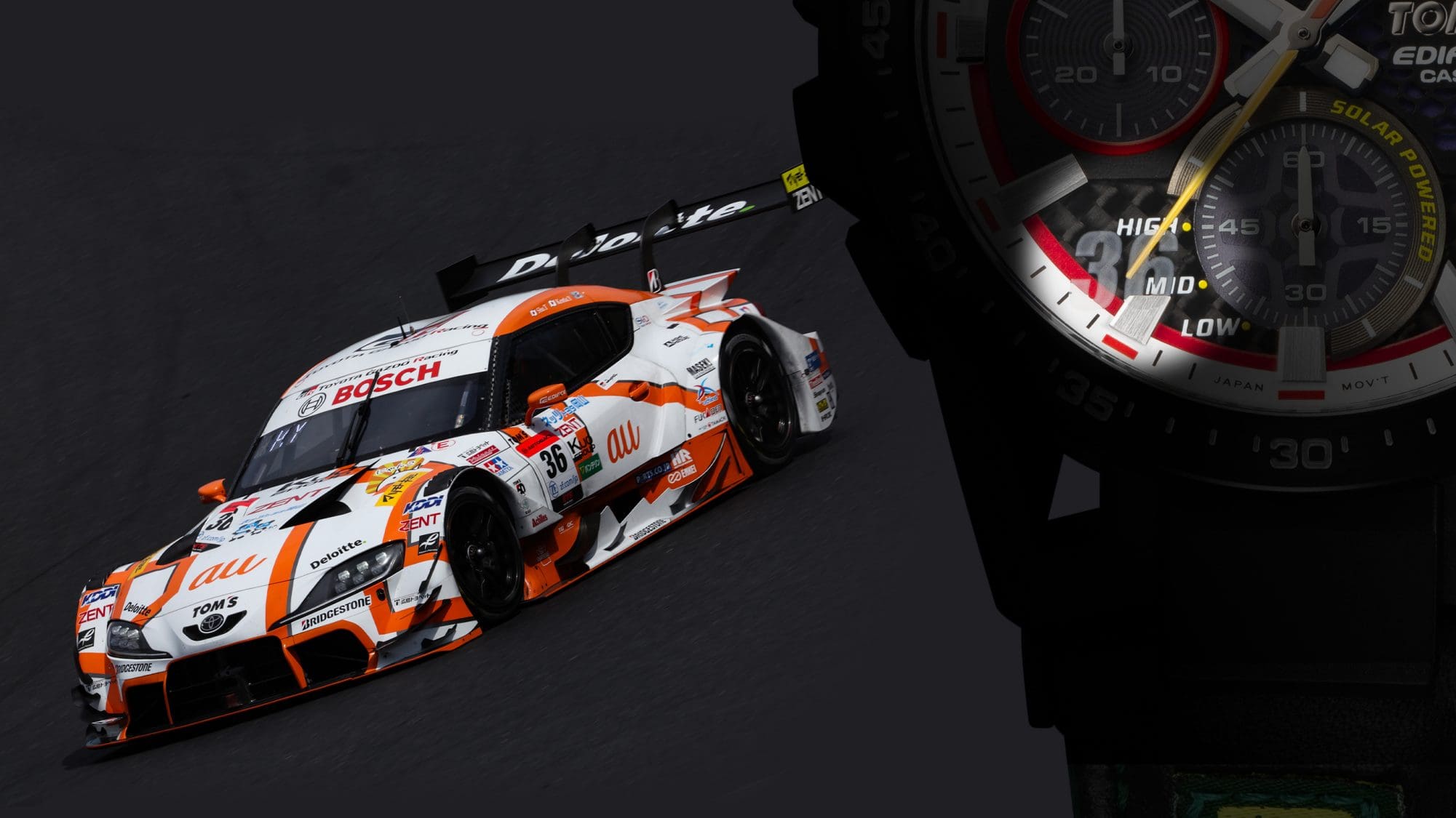 Detailed view of the number 36 printed on the glass