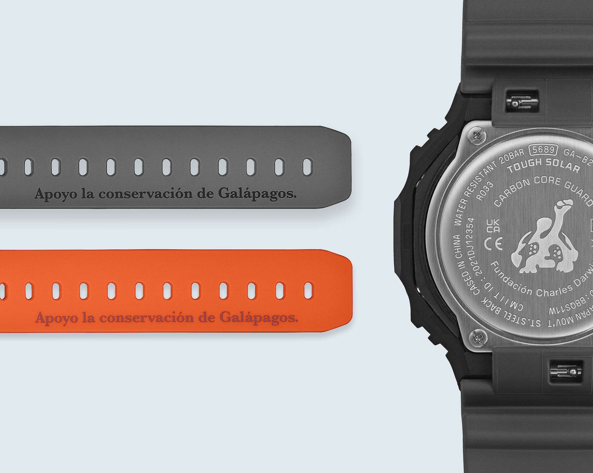 Images of the band and back cover of the GA-B2100DF