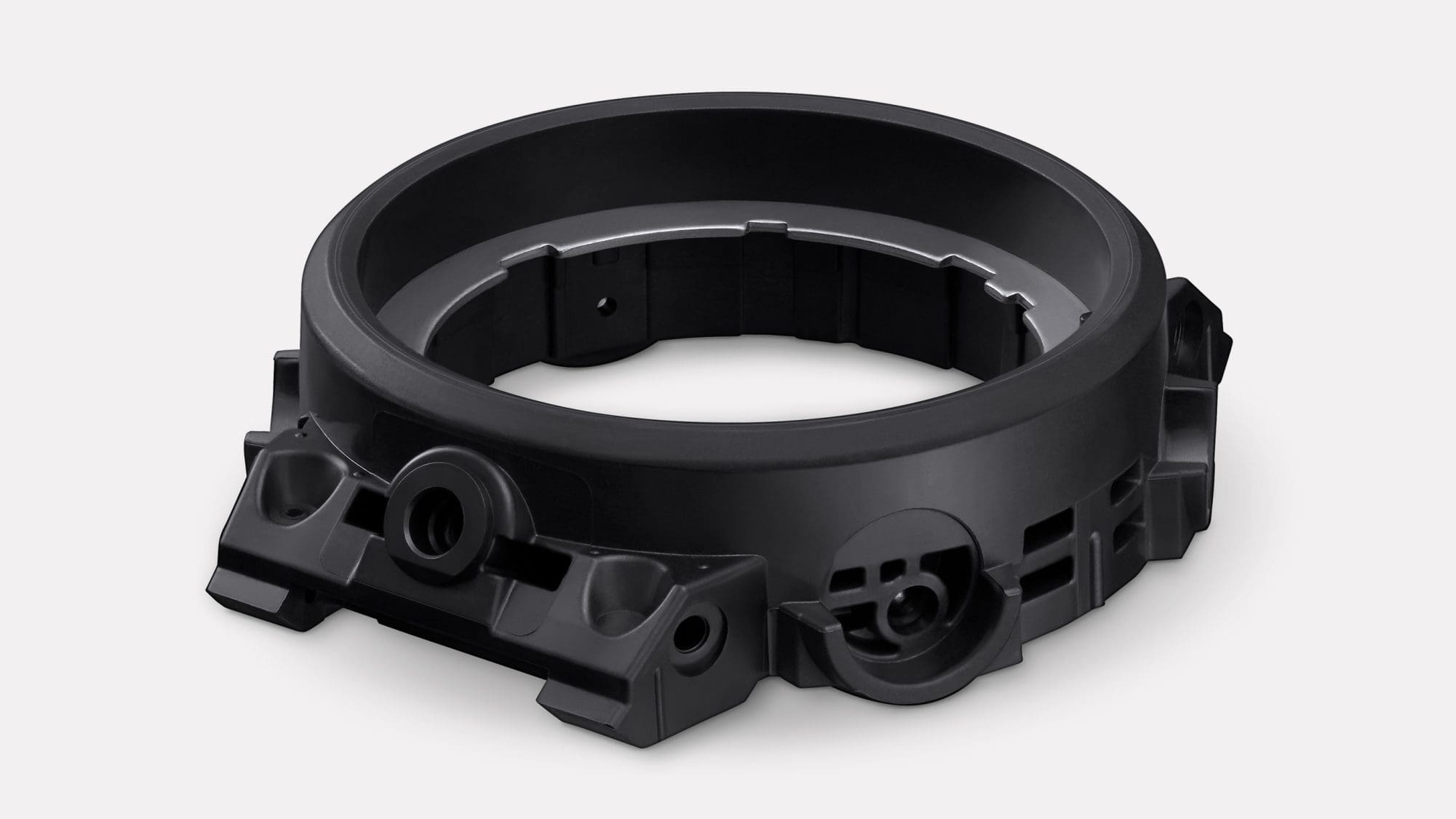 A watch case made of black plastic