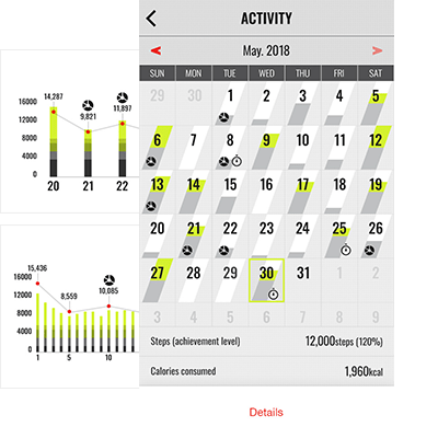 Monthly overview in the G-SHOCK Connected app
