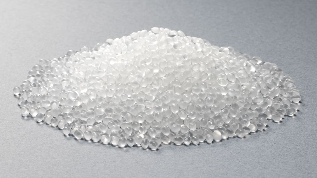 A small pile of transparent resin granules