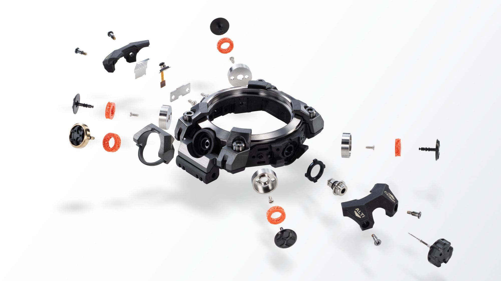 Individual parts of the Casio G-Shock GWG-B1000-1A watch case