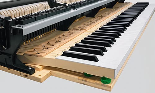 Detailed view of keys and hammer system
