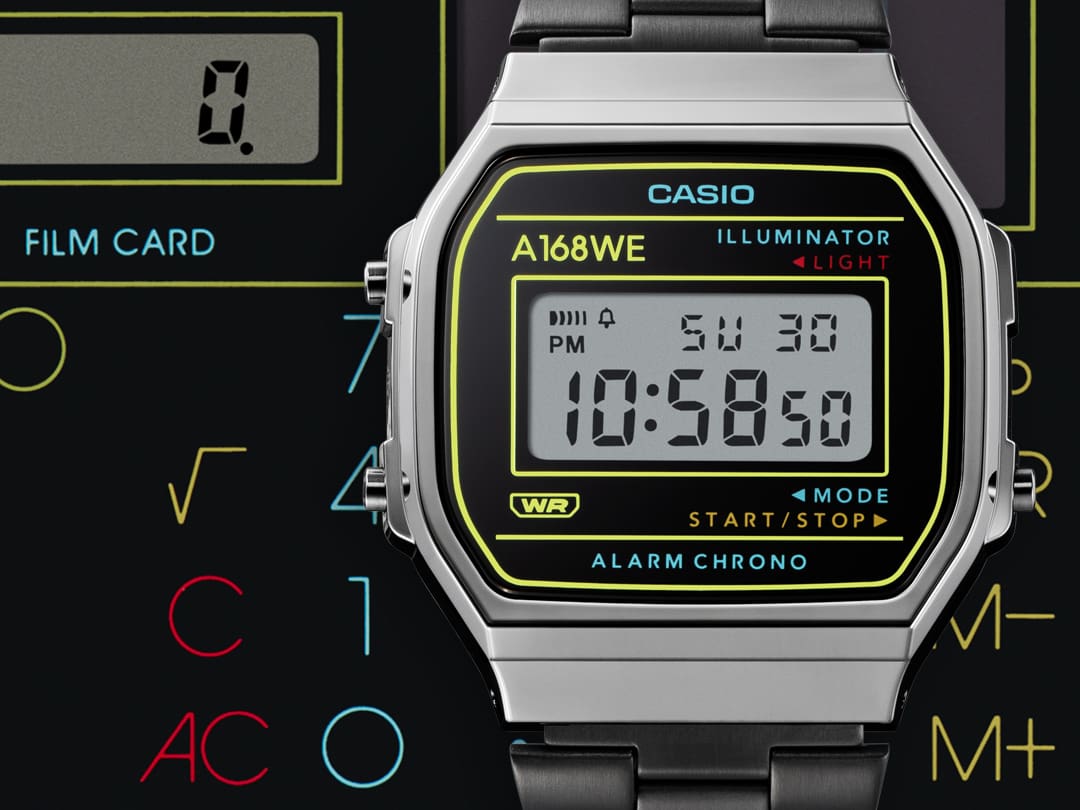 Gunmetal model adorned with multicolour accents