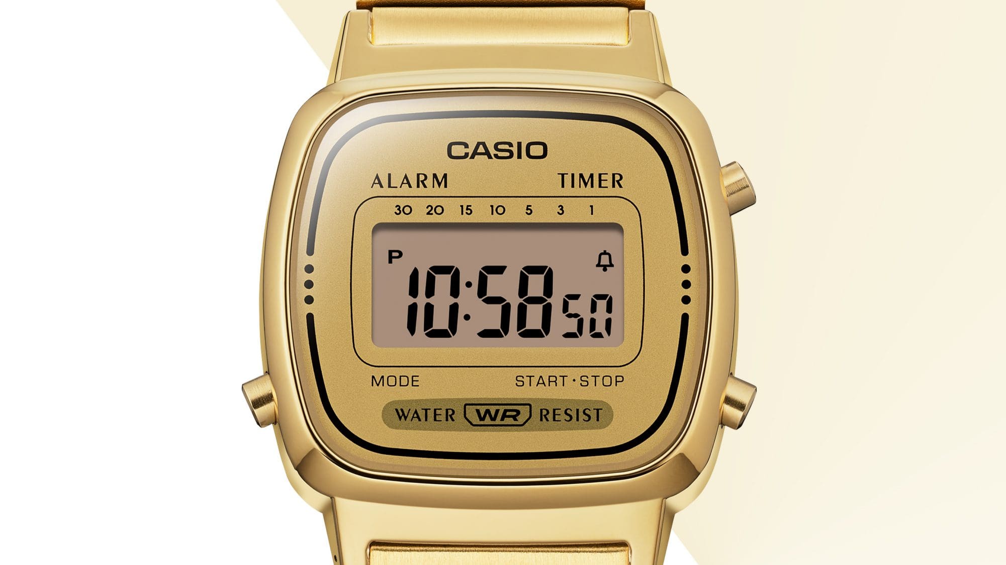 Front view photo of a simple, easy-to-use, compact watch; LA670