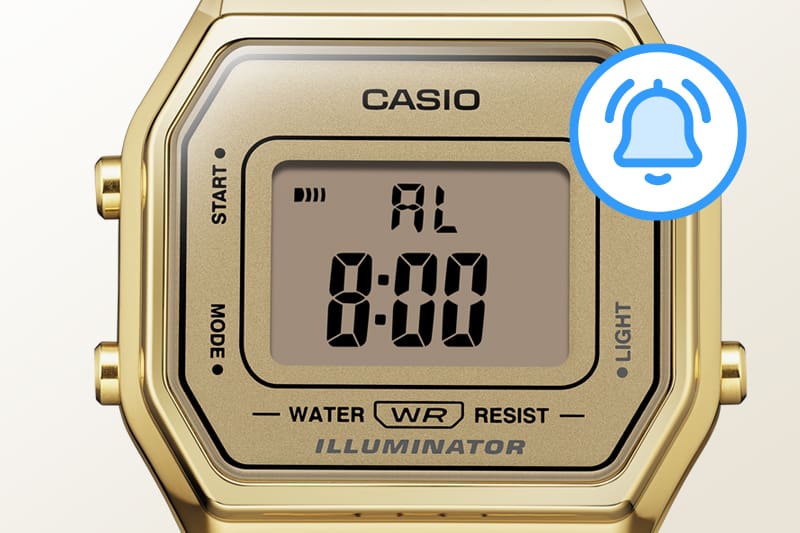 Image of a watch displaying an alarm.