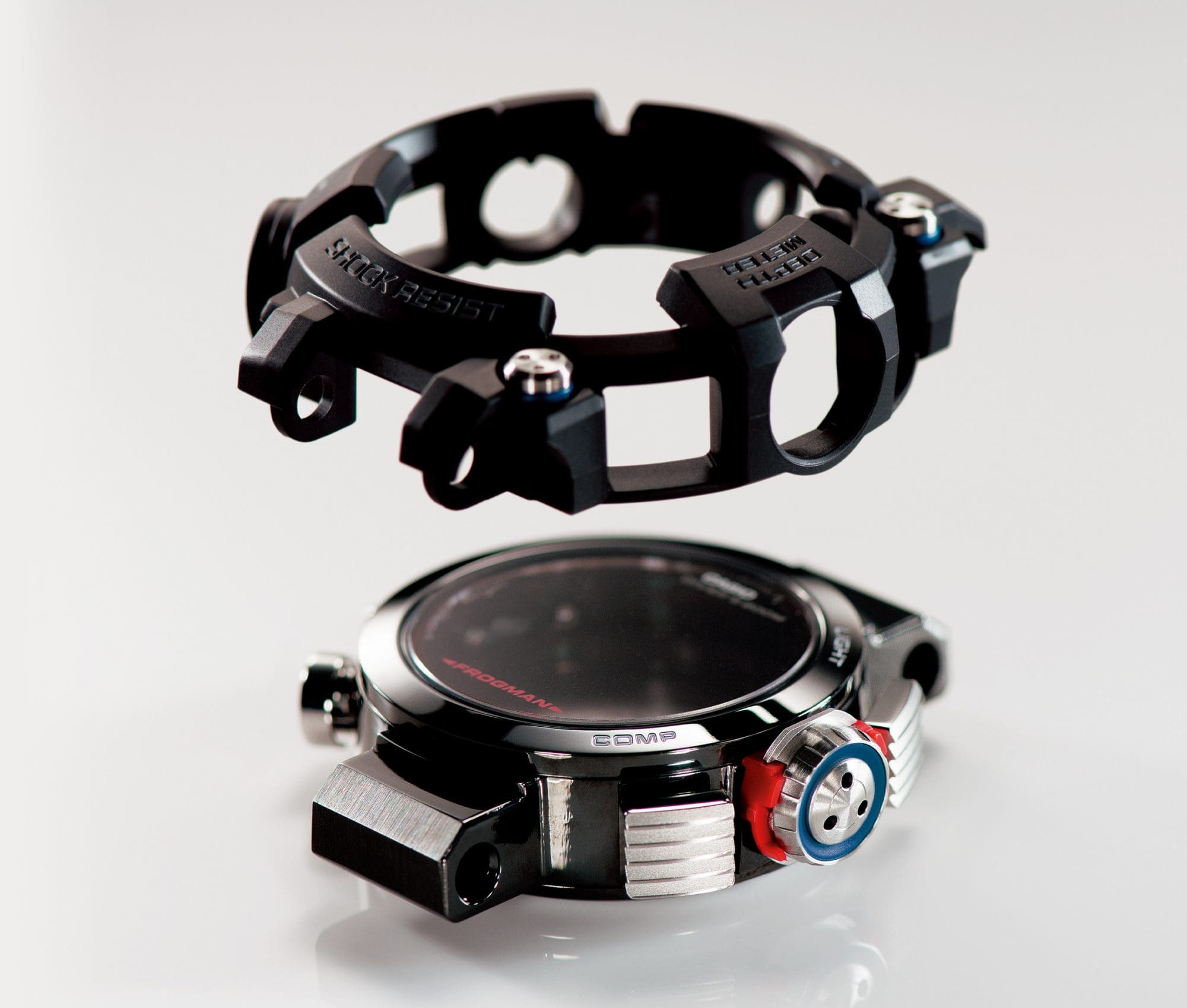 Conceptual image of the structure of a watch rated for 200-meter diving according to ISO standards
