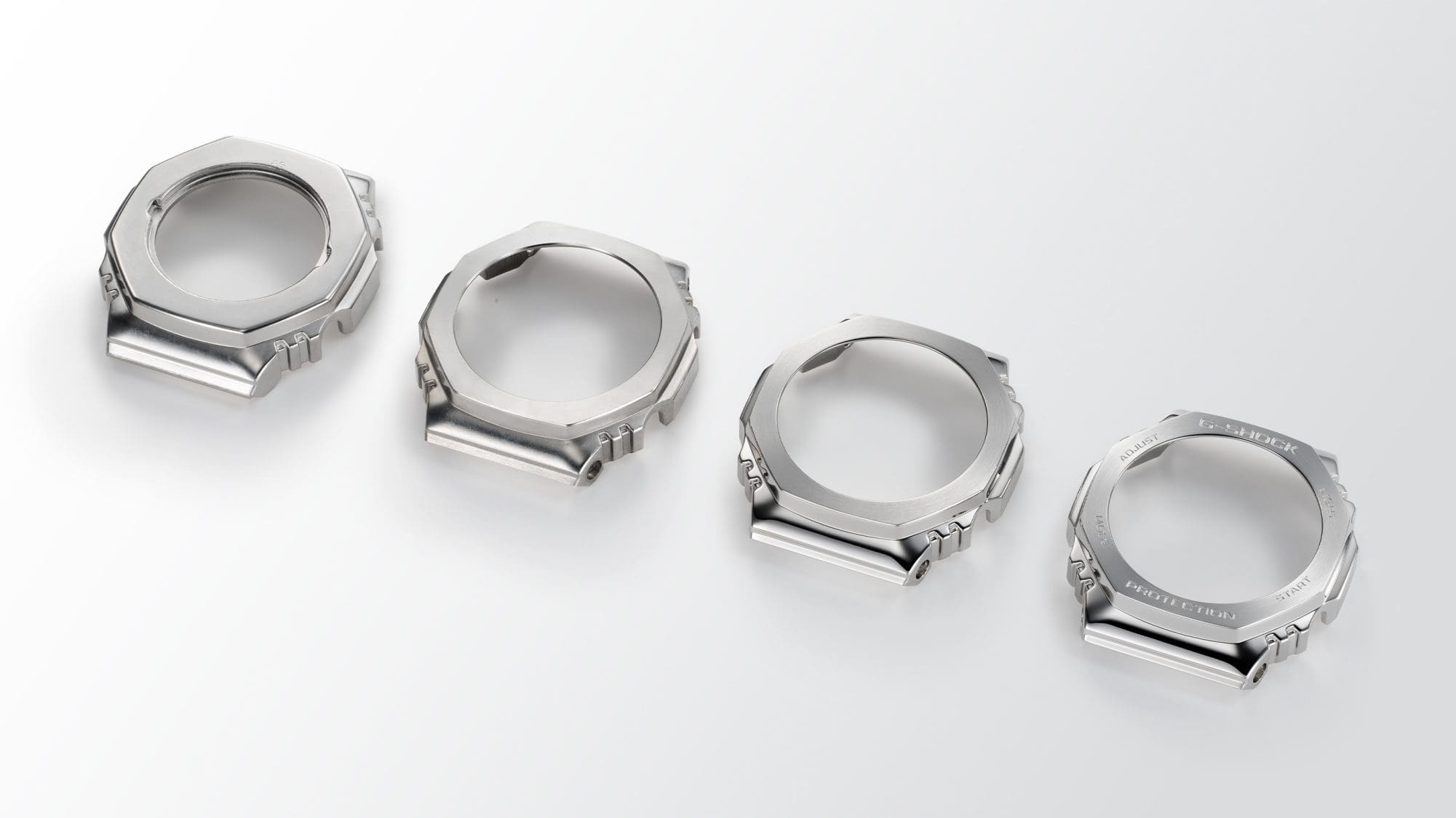 Metal bezel accentuating an octagonal form