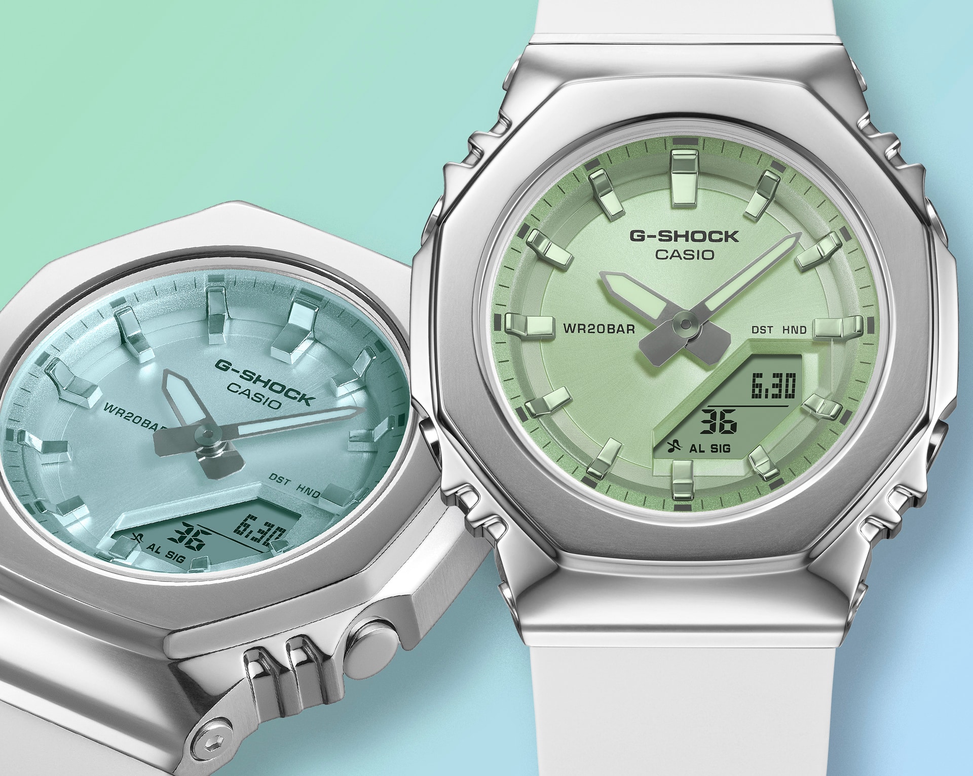 GM-S2110SR-7A image showcasing the full glass vapor deposition that changes expression depending on viewing angle and the metal bezel