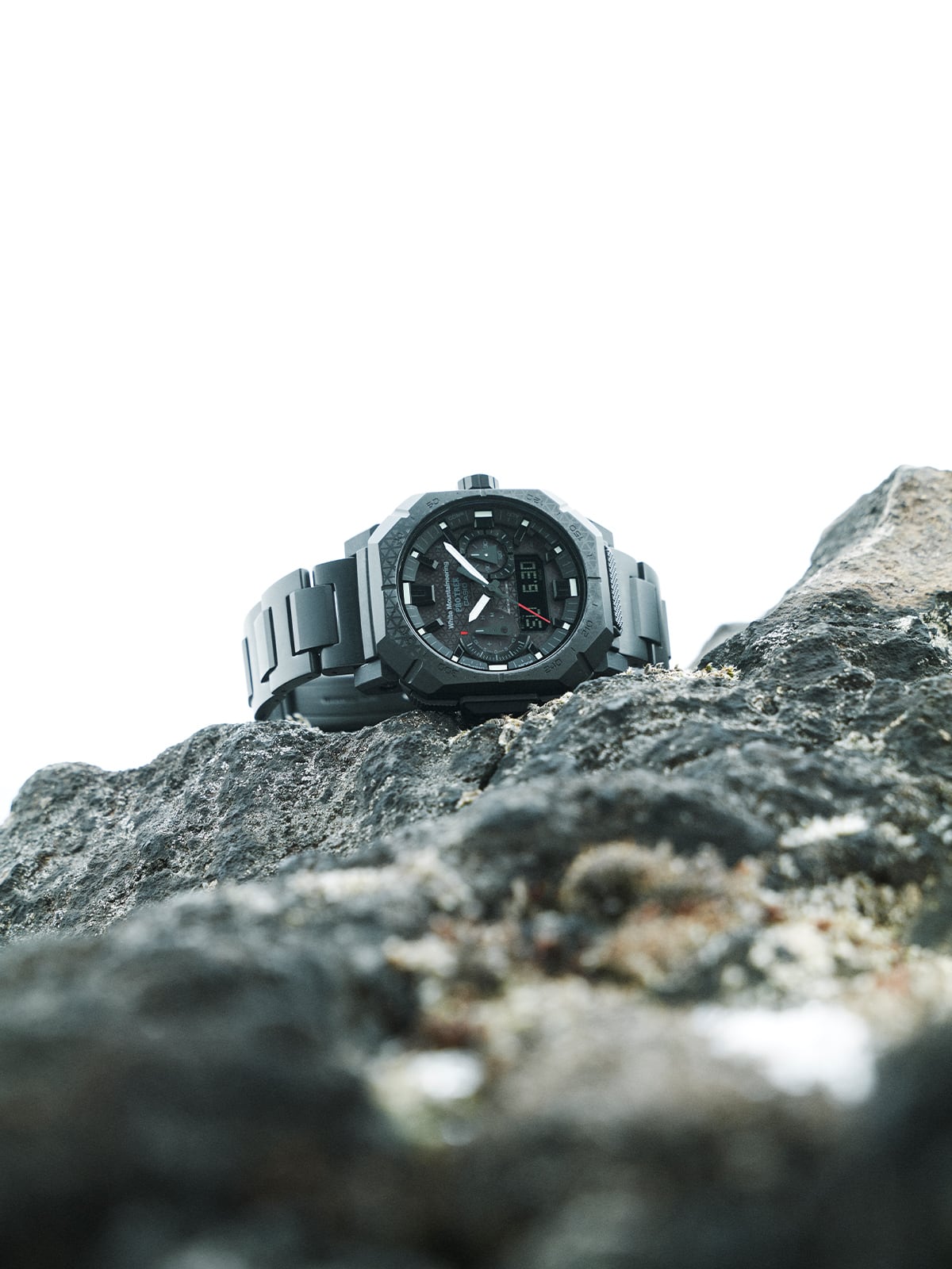 Photo of PRW-B1000WM-1 placed on a rock formation