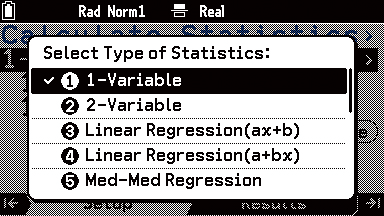 select type of statistics screen
