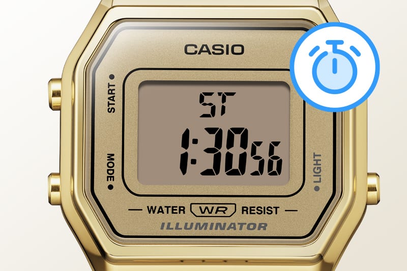 Imagen de un reloj que muestra un cronómetro.