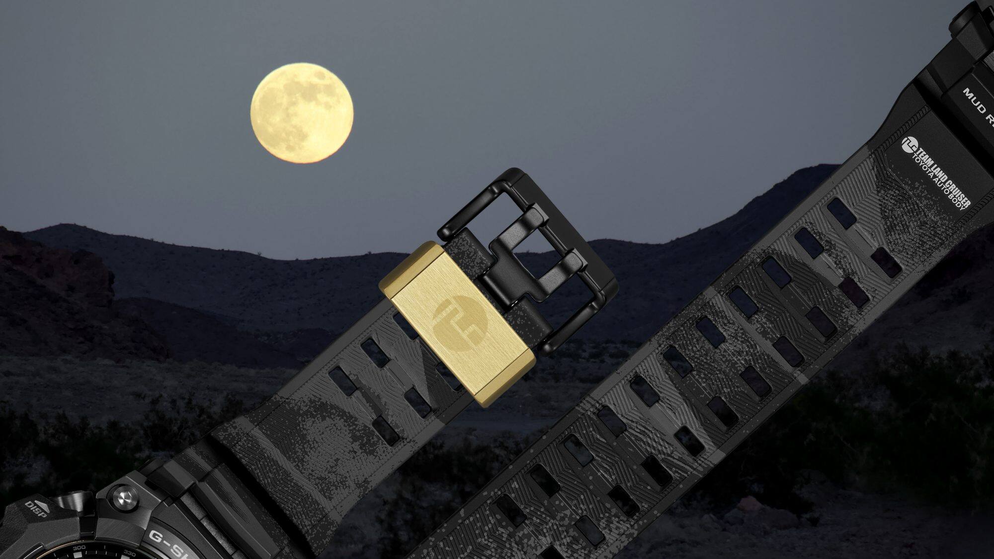 Una imagen que representa un diseño de correa que simboliza un desierto iluminado por la luz de la luna