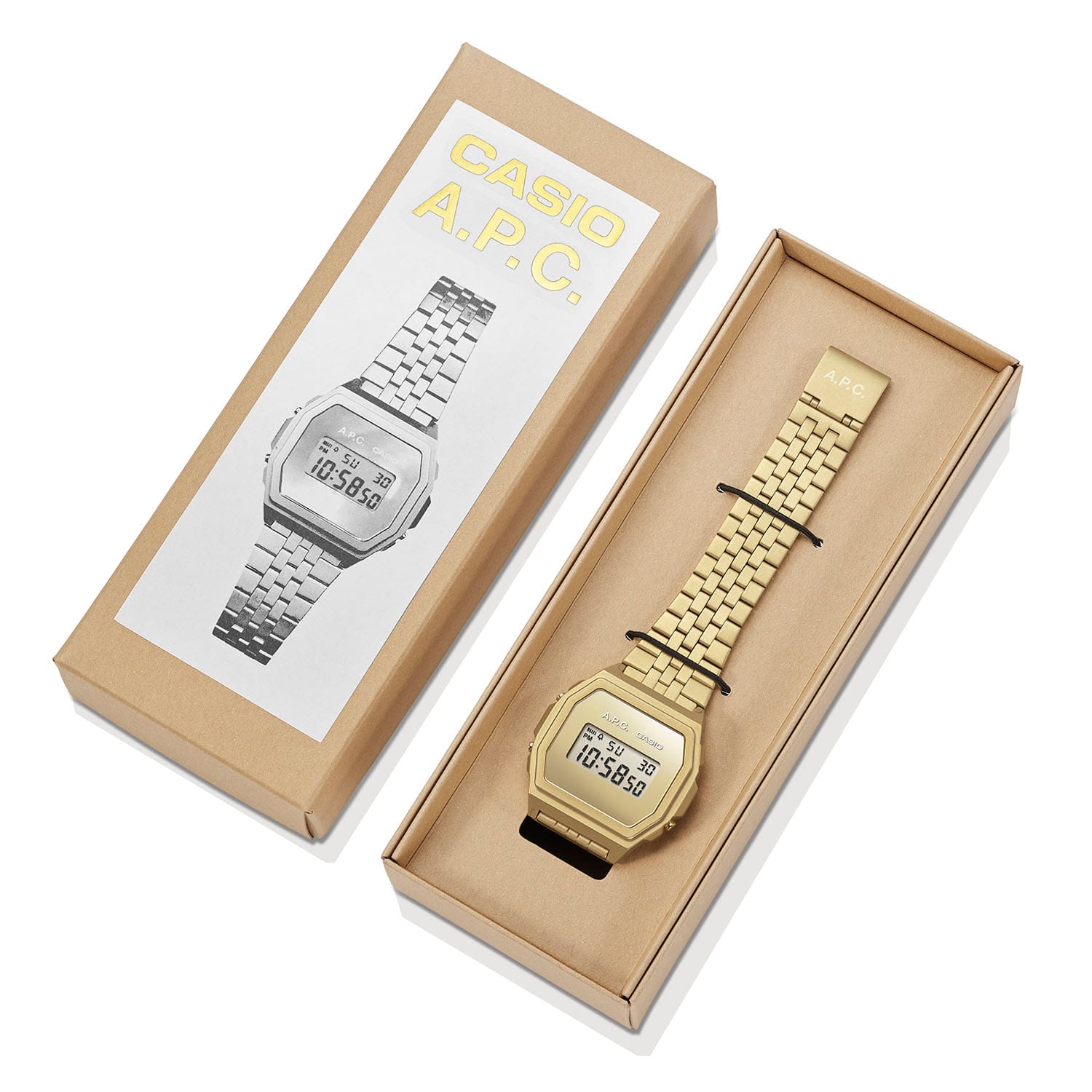 La caja de embalaje abierta del A1000ACG-9, el reloj de pulsera está bien sujeto en el embalaje