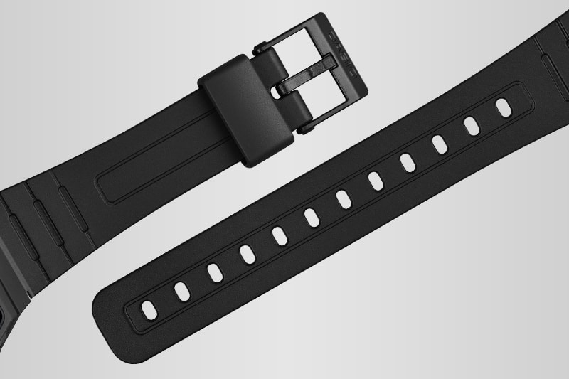 Correa de uretano negra del reloj de pulsera F-91