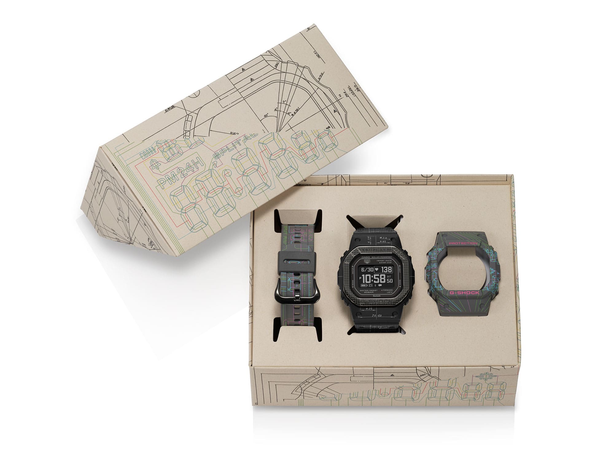 El embalaje del reloj de pulsera 2 en 1 DW-H5600EX