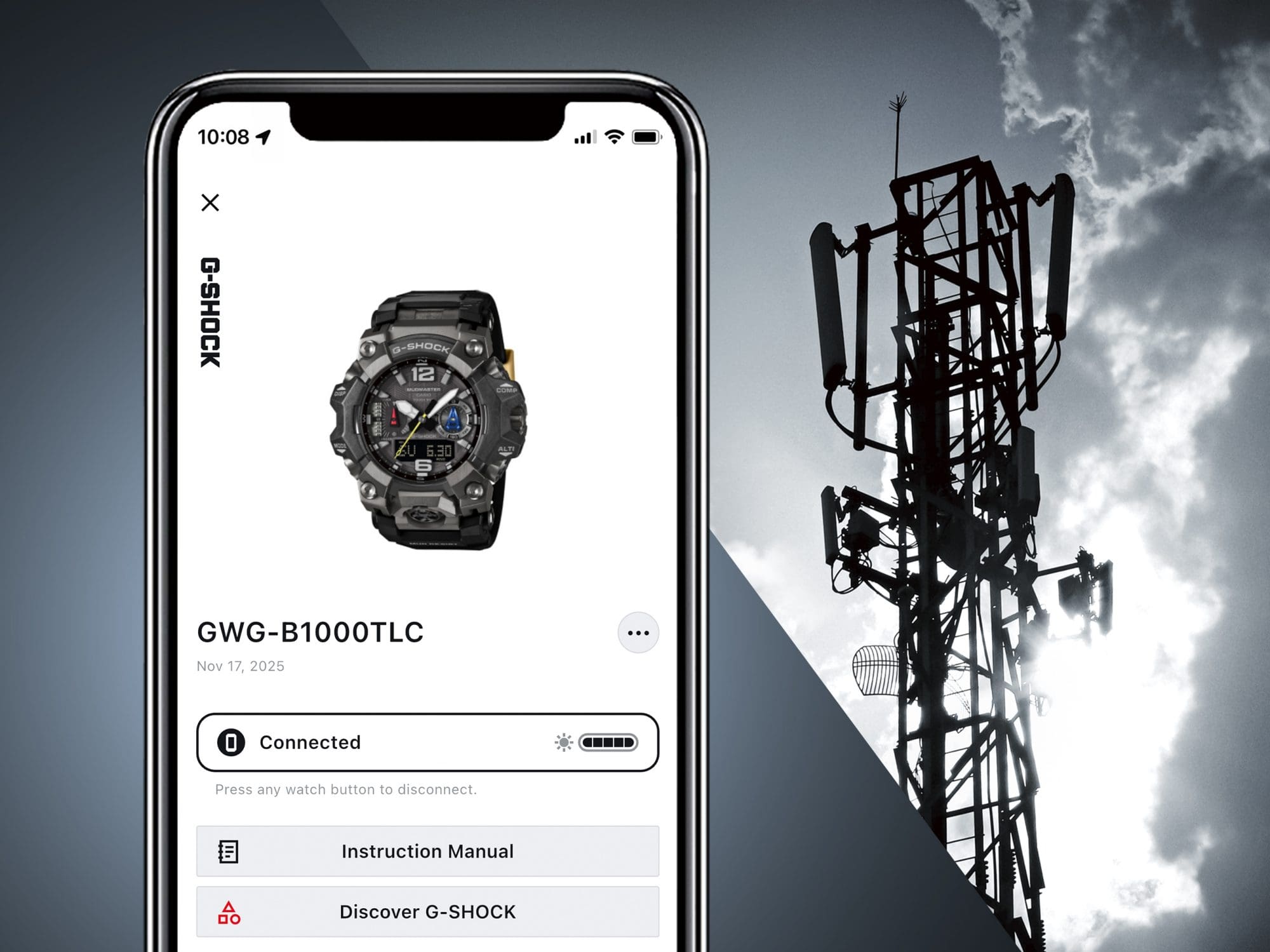 Image of GWG-B1000TLC-1A Radio reloj solar con Bluetooth