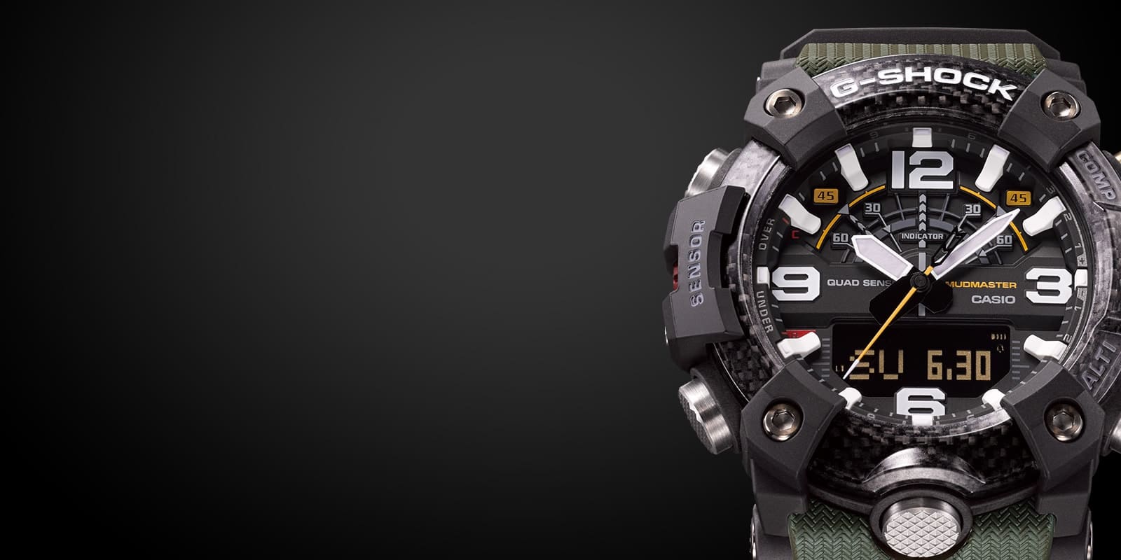 El reloj Master of G Mudmaster GG-B100-1A3 con esfera híbrida