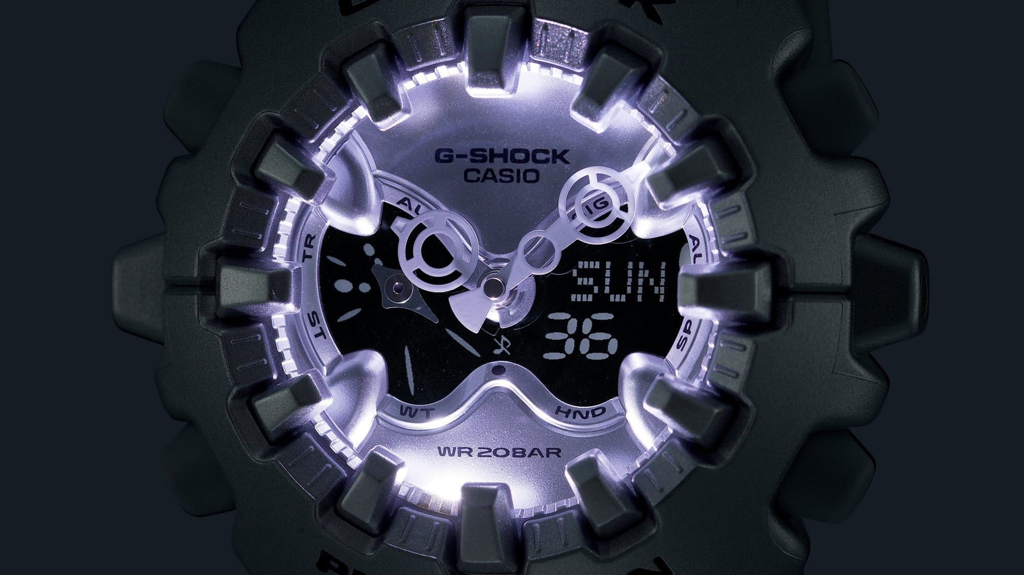 Luz LED en la pantalla del GA-V01 plateado