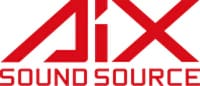 Letras rojas sobre fondo blanco: «Aix Sound Source»