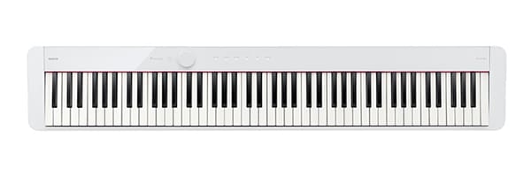 El piano digital Privia PX-S1100WE blanco visto desde arriba